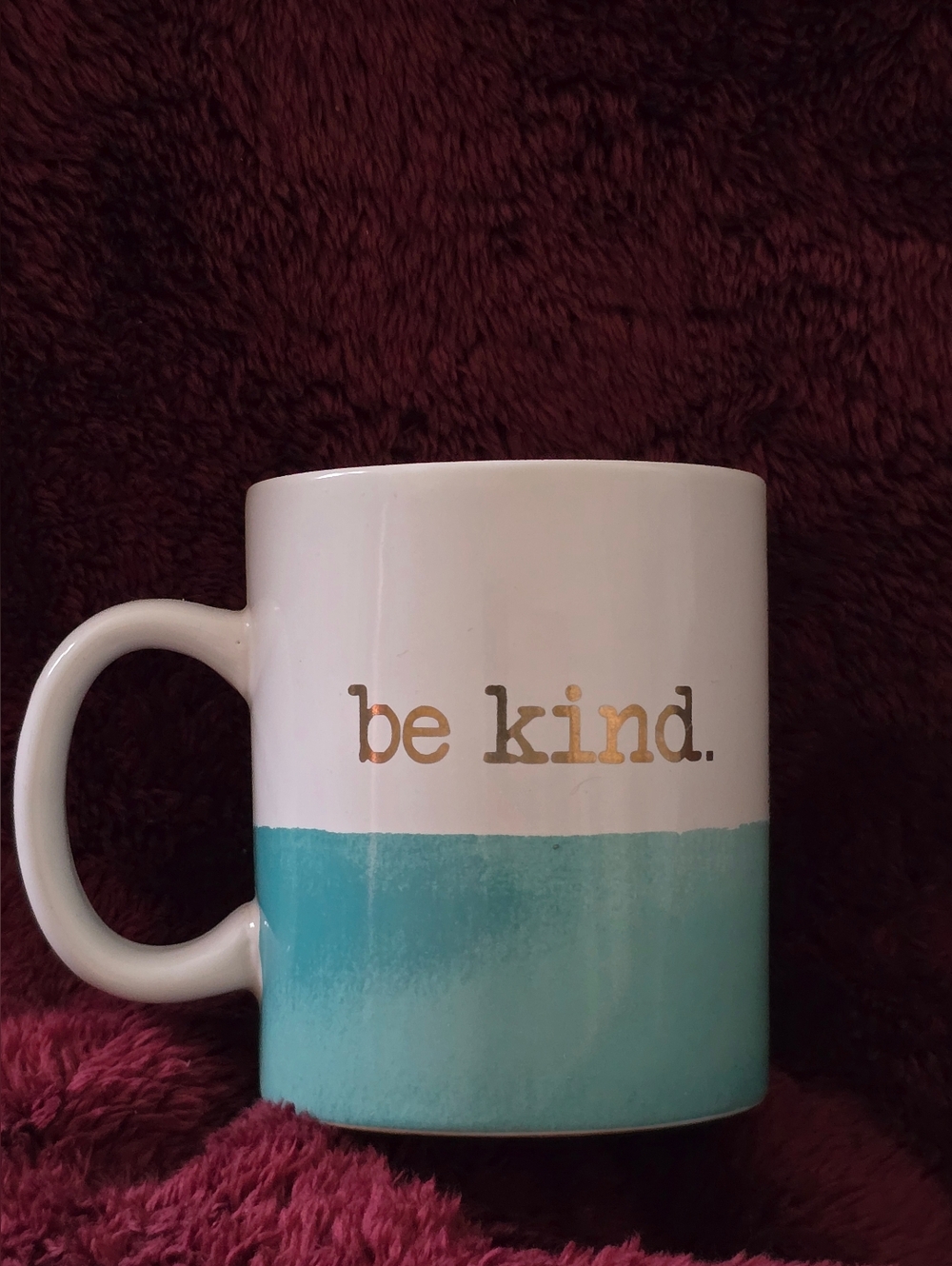 Libe Your Mug "Be Kind" White And Teal Coffee Mug NWOT